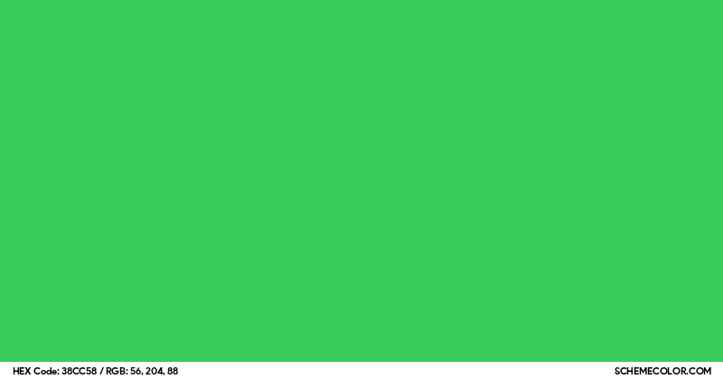 #38CC58 Hex Color Code - SchemeColor.com