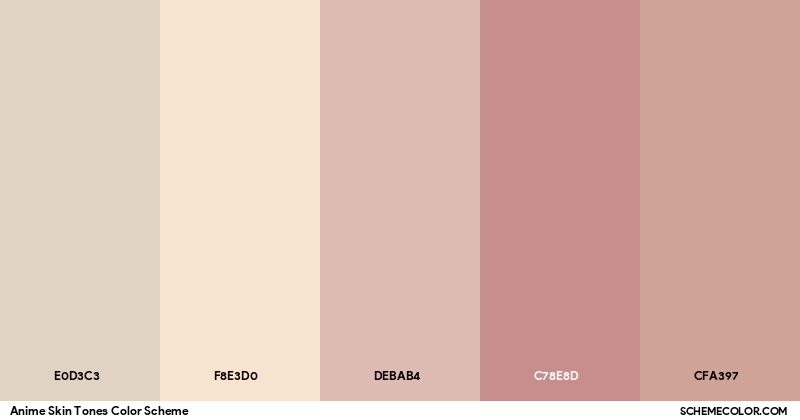 Anime Skin Tones Color Scheme - Palettes - SchemeColor.com