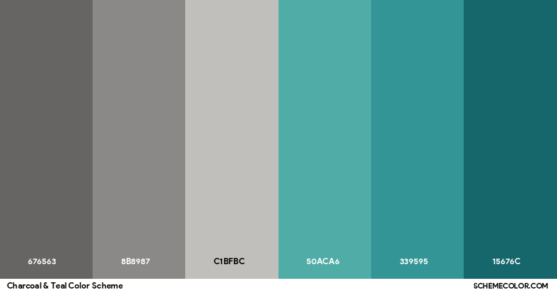 Charcoal & Teal Color Scheme - Palettes - SchemeColor.com