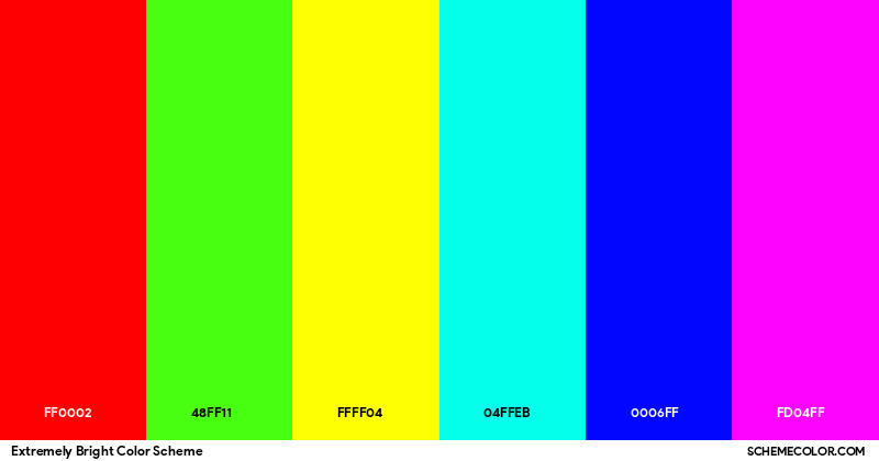 Extremely Bright Color Scheme - Palettes - SchemeColor.com
