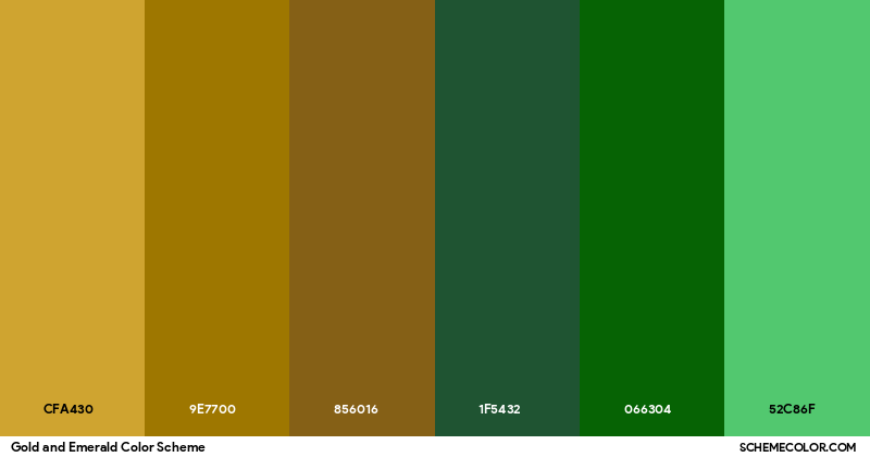 Gold and Emerald Color Scheme - Palettes - SchemeColor.com