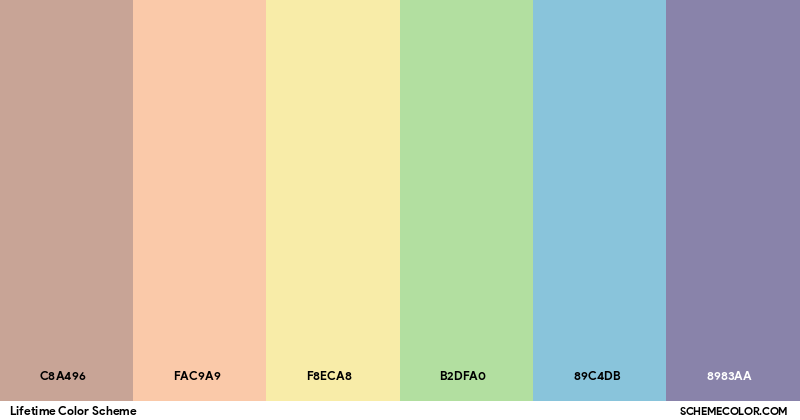 Lifetime Table Color Lifetime Color Scheme - Palettes - SchemeColor.com