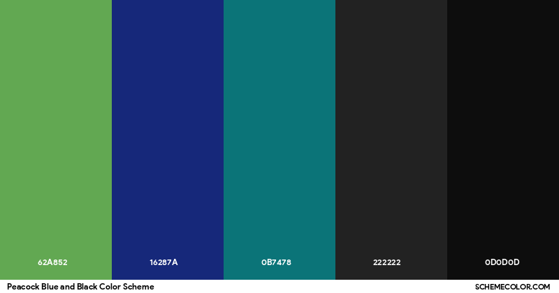 Peacock Blue and Black Color Scheme - Palettes - SchemeColor.com