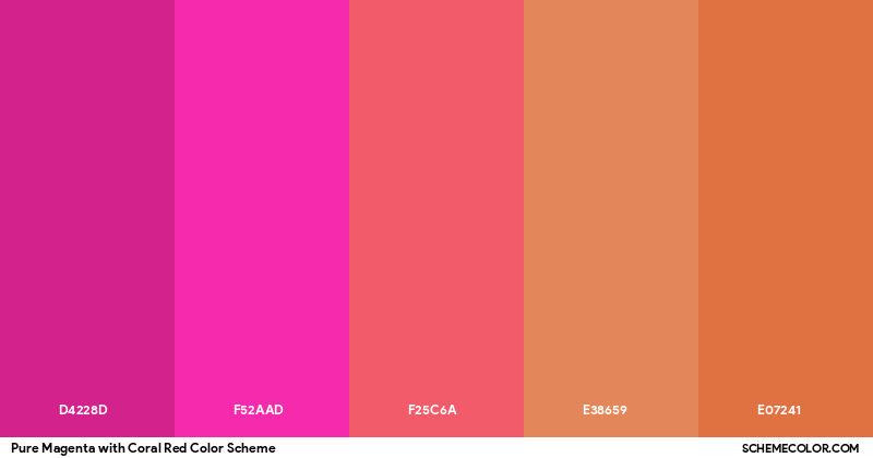Contral Red Color Pure Magenta with Coral Red Color Scheme - Palettes - SchemeColor.com