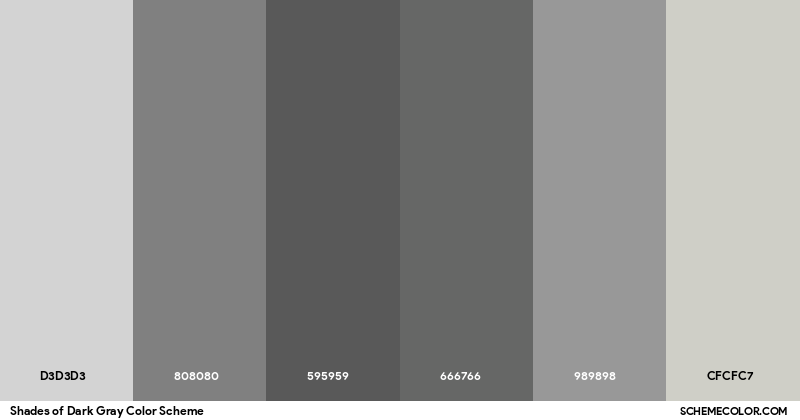 Shades of Dark Gray Color Scheme - Palettes - SchemeColor.com