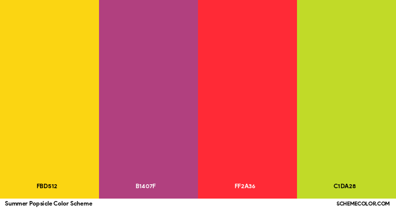 Popsicle Color Code Summer Popsicle Color Scheme - Palettes - SchemeColor.com