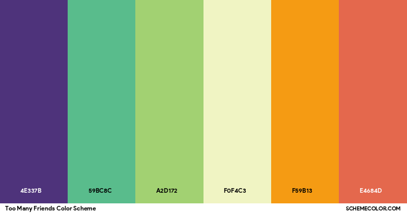 Too Many Friends Color Scheme - Palettes - SchemeColor.com