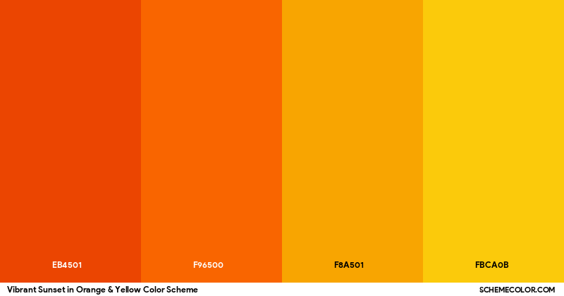 Vibrant Sunset in Orange & Yellow Color Scheme - Palettes - SchemeColor.com