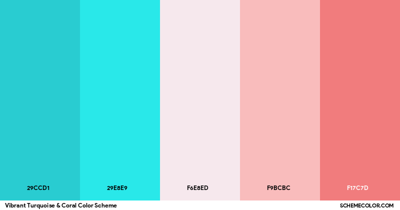 Vibrant Turquoise & Coral Color Scheme - Palettes - SchemeColor.com