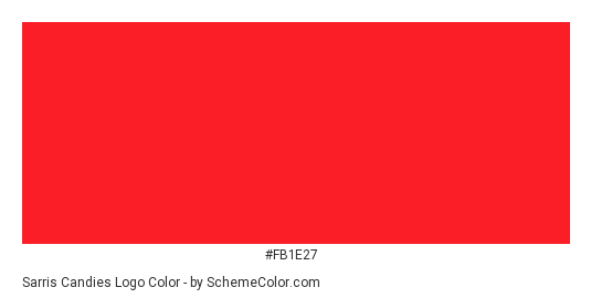 Sarris Candies Logo - Color scheme palette thumbnail - #fb1e27 