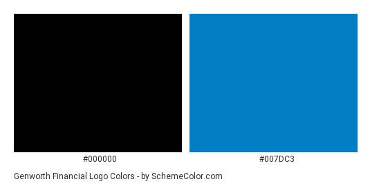 Genworth Financial Logo - Color scheme palette thumbnail - #000000 #007dc3 