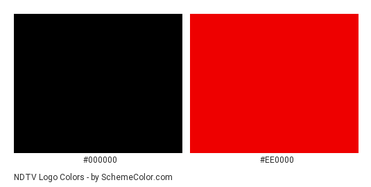NDTV Logo - Color scheme palette thumbnail - #000000 #ee0000 
