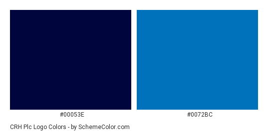 CRH plc Logo - Color scheme palette thumbnail - #00053e #0072bc 