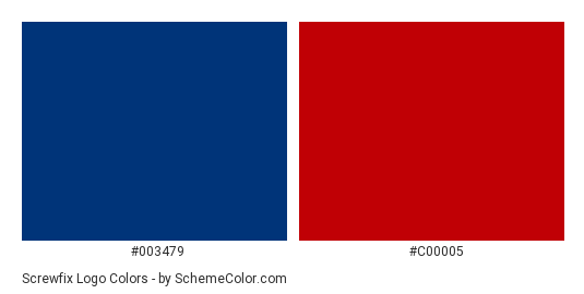 Screwfix Logo - Color scheme palette thumbnail - #003479 #c00005 