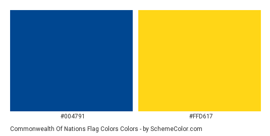 Commonwealth of Nations Flag Colors - Color scheme palette thumbnail - #004791 #ffd617 