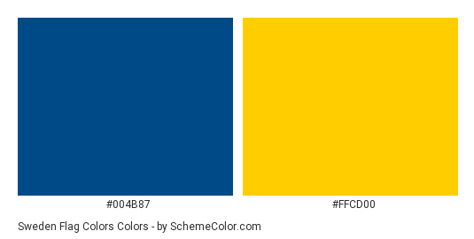 Sweden Flag Colors - Color scheme palette thumbnail - #004B87 #FFCD00 
