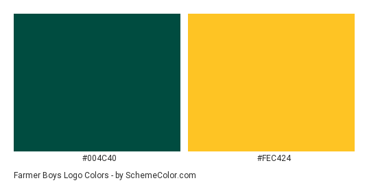 Farmer Boys Logo - Color scheme palette thumbnail - #004c40 #fec424 