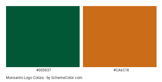 Monsanto Logo - Color scheme palette thumbnail - #005837 #ca6c18 