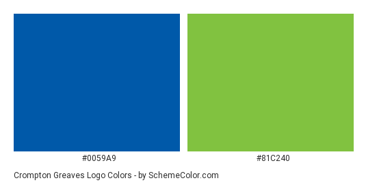 Crompton Greaves Logo - Color scheme palette thumbnail - #0059a9 #81c240 