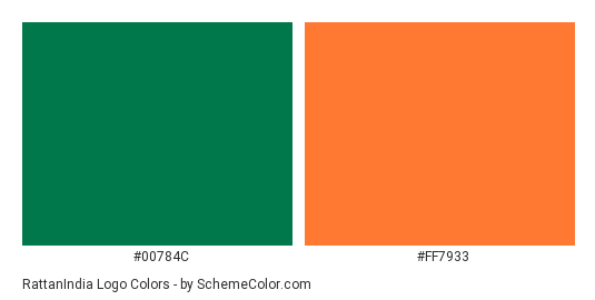 RattanIndia Logo - Color scheme palette thumbnail - #00784c #ff7933 