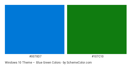Windows 10 Theme –  Blue Green - Color scheme palette thumbnail - #0078d7 #107c10 