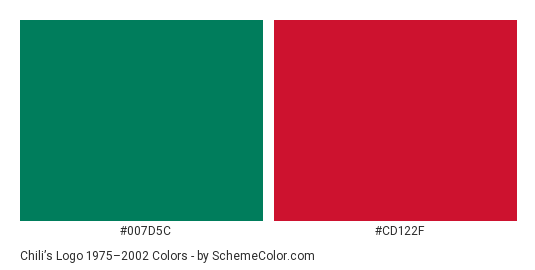 Chili’s Logo 1975–2002 - Color scheme palette thumbnail - #007d5c #cd122f 