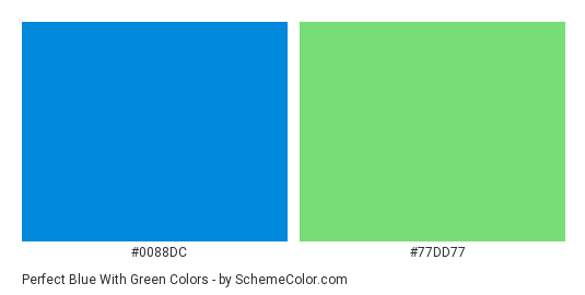 Perfect Blue with Green - Color scheme palette thumbnail - #0088DC #77DD77 