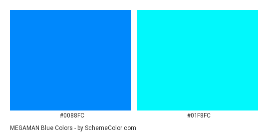 MEGAMAN Blue - Color scheme palette thumbnail - #0088fc #01f8fc 