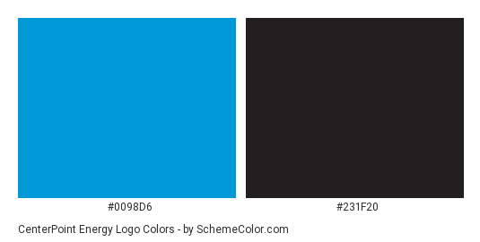 CenterPoint Energy Logo - Color scheme palette thumbnail - #0098d6 #231f20 