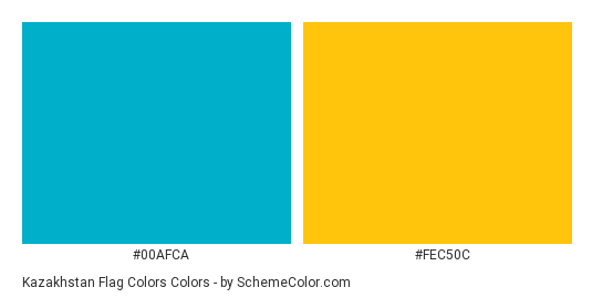 Kazakhstan Flag Colors - Color scheme palette thumbnail - #00afca #fec50c 