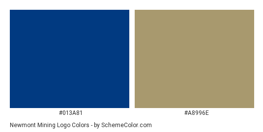 Newmont Mining Logo - Color scheme palette thumbnail - #013a81 #a8996e 