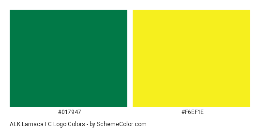 AEK Larnaca FC Logo - Color scheme palette thumbnail - #017947 #f6ef1e 