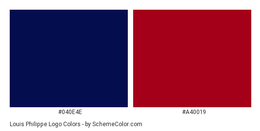 Louis Philippe Logo - Color scheme palette thumbnail - #040e4e #a40019 