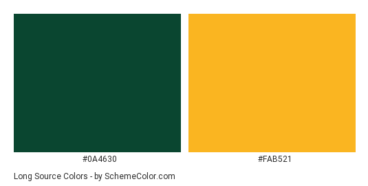 Long Source - Color scheme palette thumbnail - #0A4630 #FAB521 