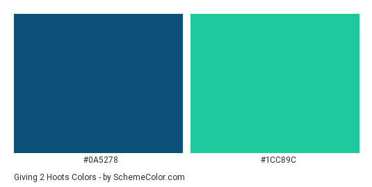 Giving 2 Hoots - Color scheme palette thumbnail - #0a5278 #1cc89c 