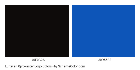 Luftëtari Gjirokastër Logo - Color scheme palette thumbnail - #0e0b0a #0d55b8 