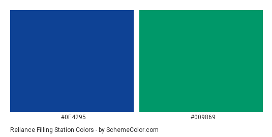 Reliance Filling Station - Color scheme palette thumbnail - #0e4295 #009869 