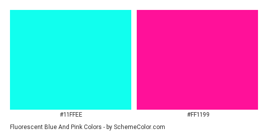 Fluorescent Blue and Pink - Color scheme palette thumbnail - #11FfEE #FF1199 