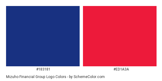 Mizuho Financial Group Logo - Color scheme palette thumbnail - #183181 #ed1a3a 