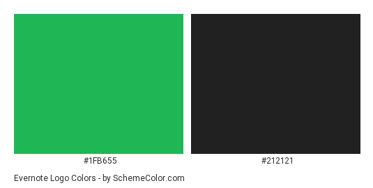 Evernote Logo - Color scheme palette thumbnail - #1FB655 #212121 