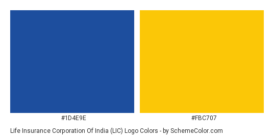 Life Insurance Corporation of India (LIC) Logo - Color scheme palette thumbnail - #1d4e9e #fbc707 