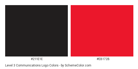 Level 3 Communications Logo - Color scheme palette thumbnail - #211e1e #eb172b 