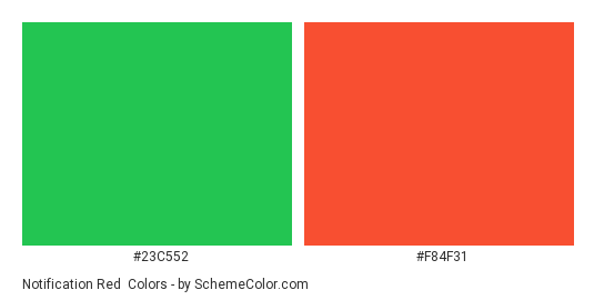Notification Red & Green - Color scheme palette thumbnail - #23c552 #f84f31 