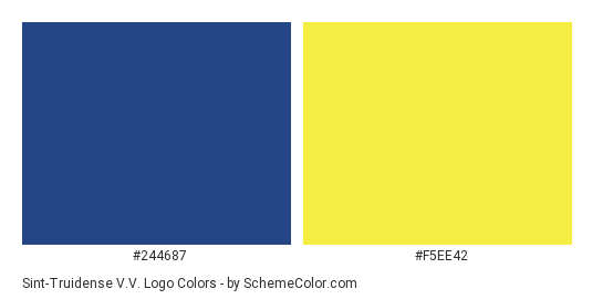 Sint-Truidense V.V. Logo - Color scheme palette thumbnail - #244687 #f5ee42 