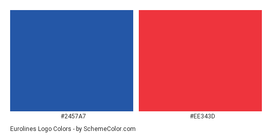 Eurolines Logo - Color scheme palette thumbnail - #2457a7 #ee343d 