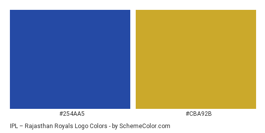 IPL – Rajasthan Royals Logo - Color scheme palette thumbnail - #254aa5 #cba92b 