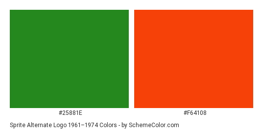 Sprite Alternate Logo 1961–1974 - Color scheme palette thumbnail - #25881e #f64108 