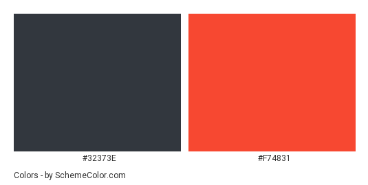 Lava Flow - Color scheme palette thumbnail - #32373E #F74831 