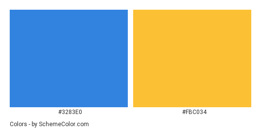 Concrete Blue Wall - Color scheme palette thumbnail - #3283e0 #fbc034 