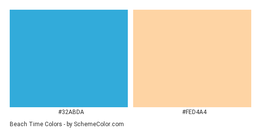Beach Time - Color scheme palette thumbnail - #32abda #fed4a4 